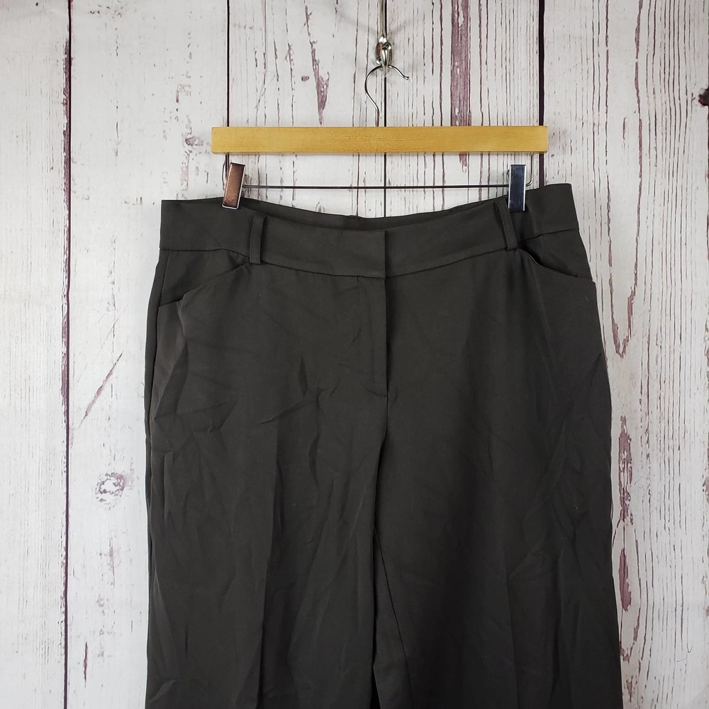 Travel Smith Dress Pants Womens Size 14 Flat Front Wide Leg Brown